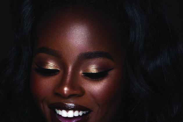 Gold makeup prom black girl